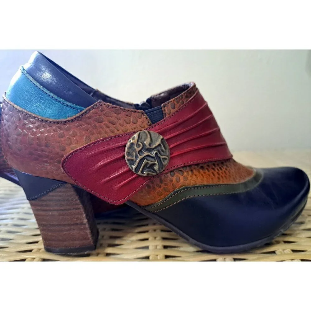 L'Artiste by Spring Step Women's 9.5 Fia Ankle Boot Multicolor Leather Side Zip